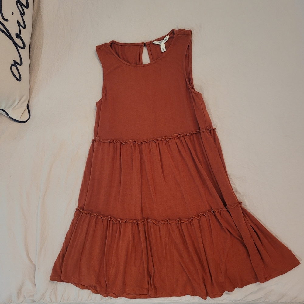 Adorable Speechless Rust Orange Fall Dress Size Medium 3 Tiered